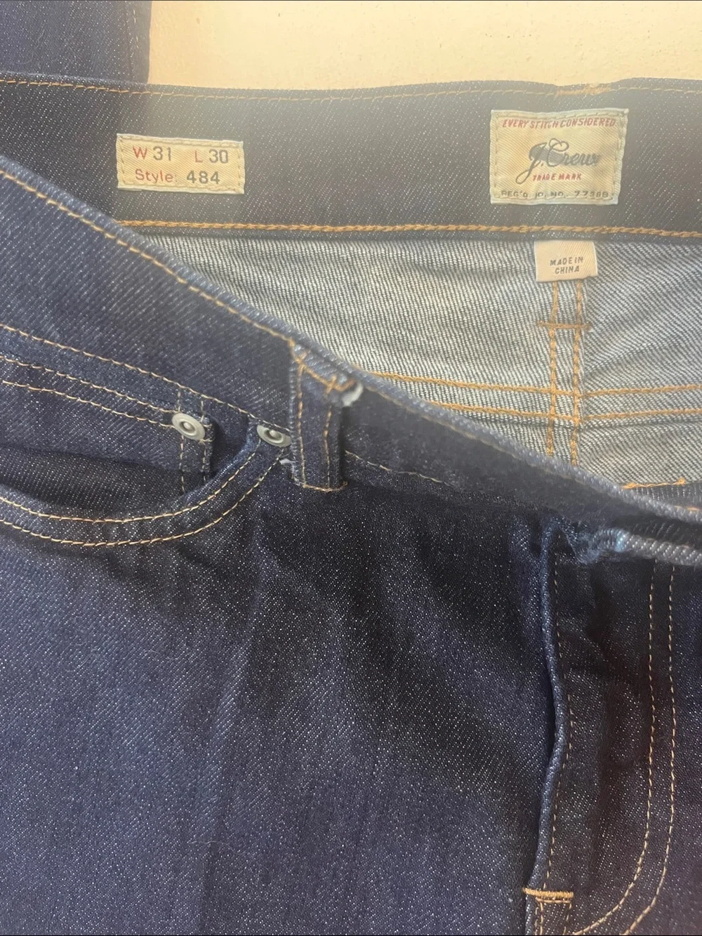 J.Crew 484 Slim Fit Jeans Mens Size 31x30 Blue Slim Tapered Leg Rigid Denim